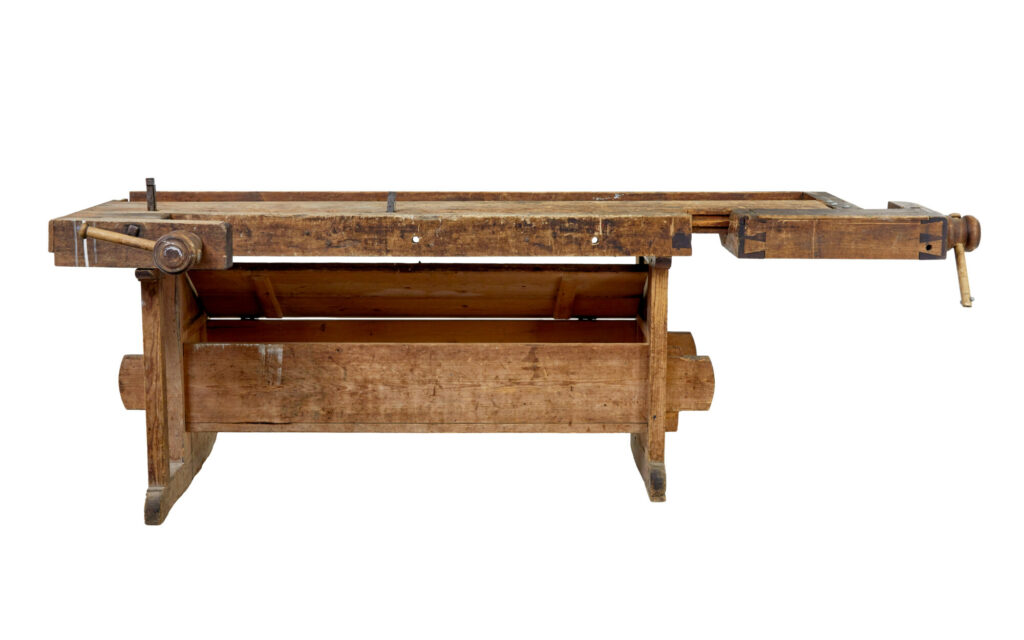 19th Century Scandinavian Trestle Pine Workbench — image 9
