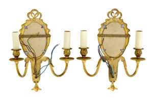 Pair of Mid 20th Century Ormolu Mirrored Wall Lights — thumbnail 2