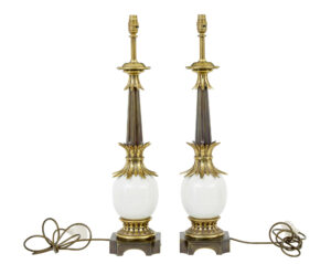 Pair of Art Deco Influenced Brass and Glass Table Lamps — thumbnail 5