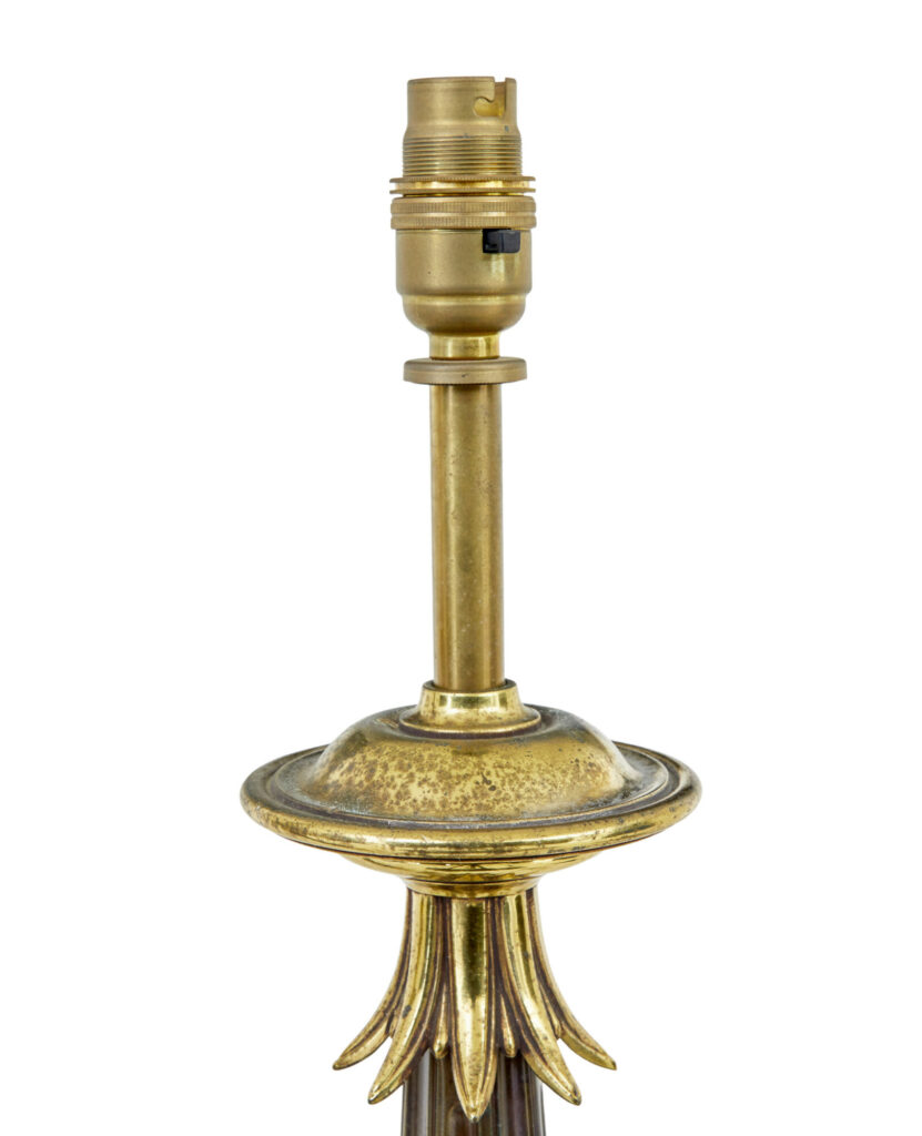 Pair of Art Deco Influenced Brass and Glass Table Lamps — image 4