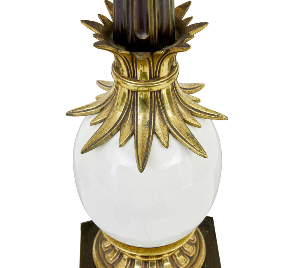 Pair of Art Deco Influenced Brass and Glass Table Lamps — image 3