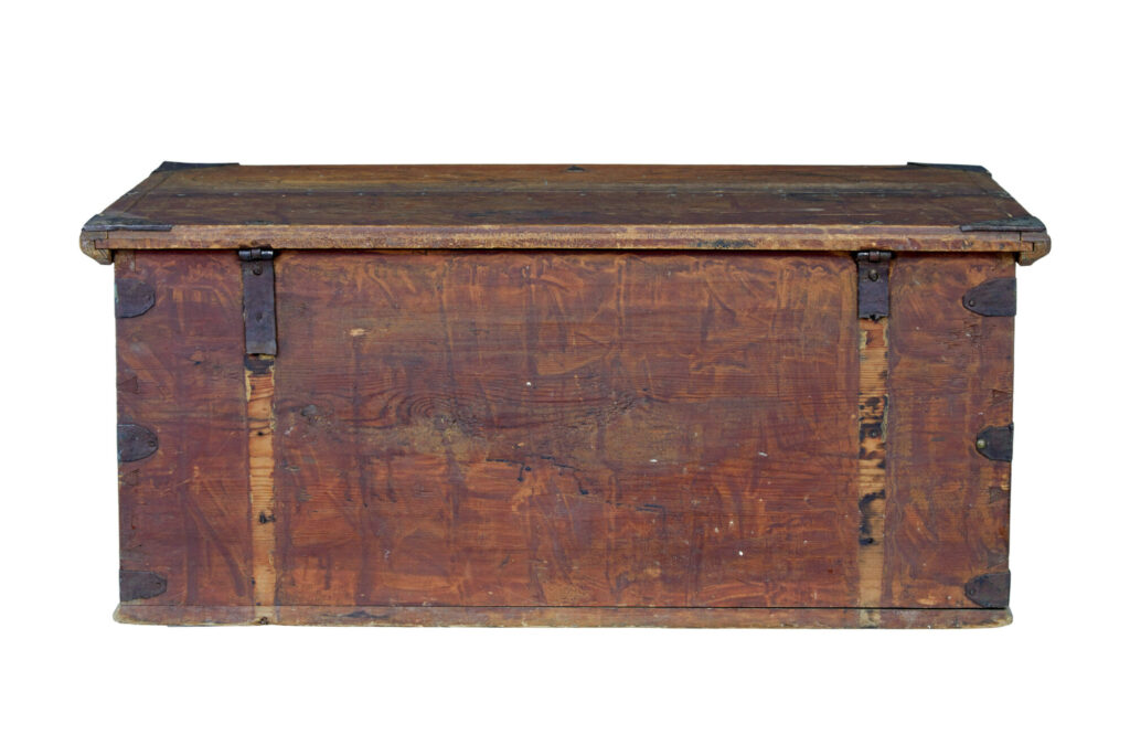 Early 19th Century Swedish Hand Painted Pine Blanket Box — image 6