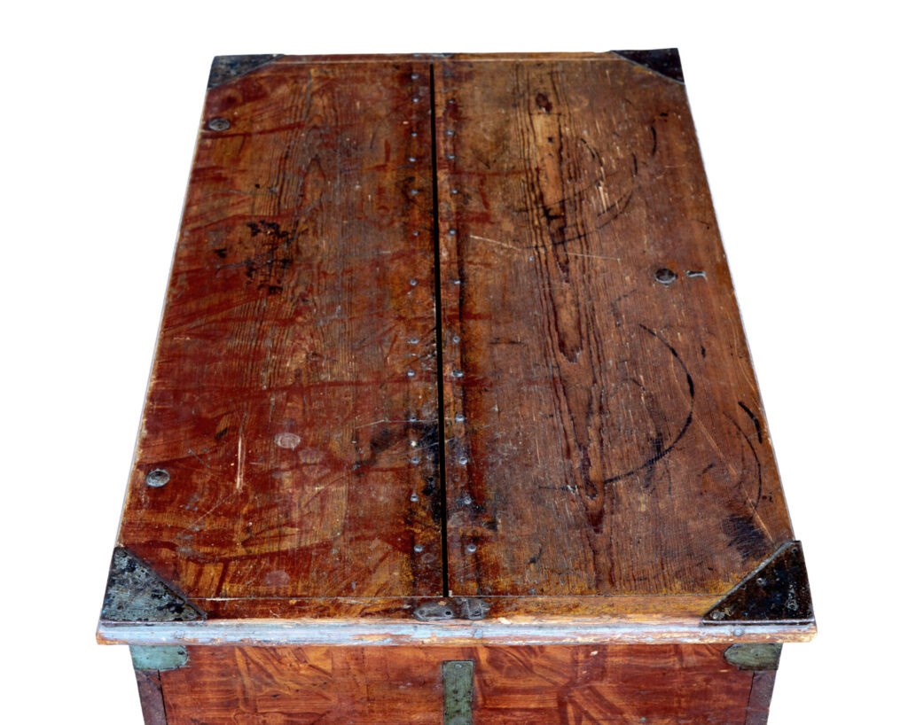 Early 19th Century Swedish Hand Painted Pine Blanket Box — image 3