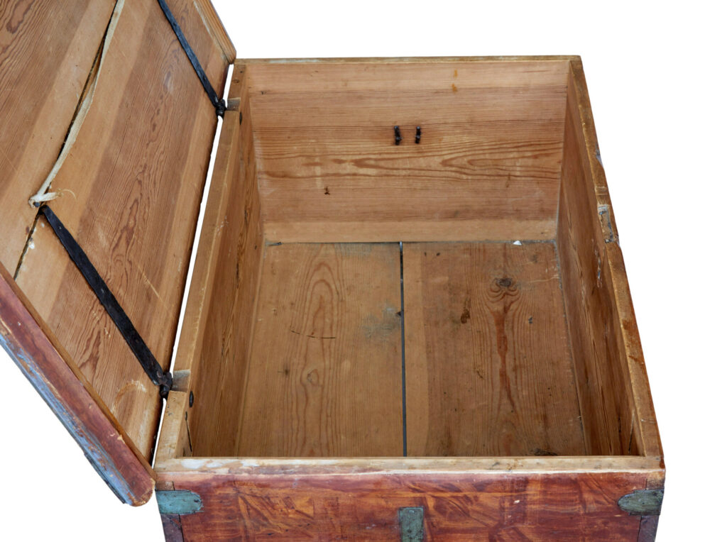 Early 19th Century Swedish Hand Painted Pine Blanket Box — image 2