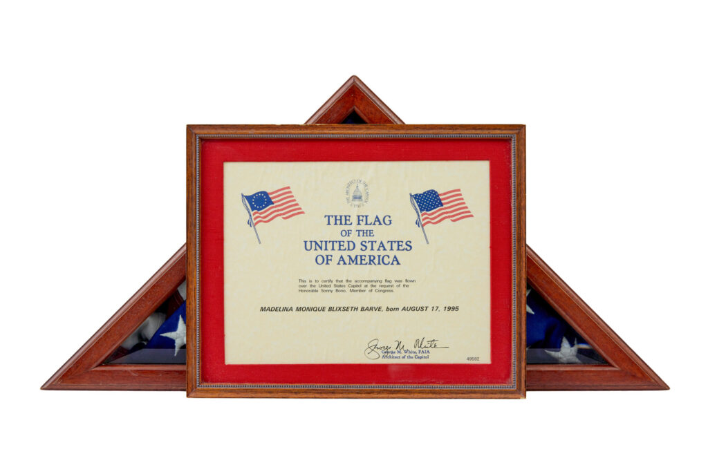 American Flag in Glazed Presentation Cabinet — image 2