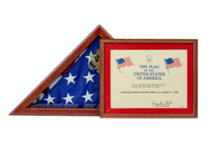 AMERICAN FLAG IN GLAZED PRESENTATION CABINET