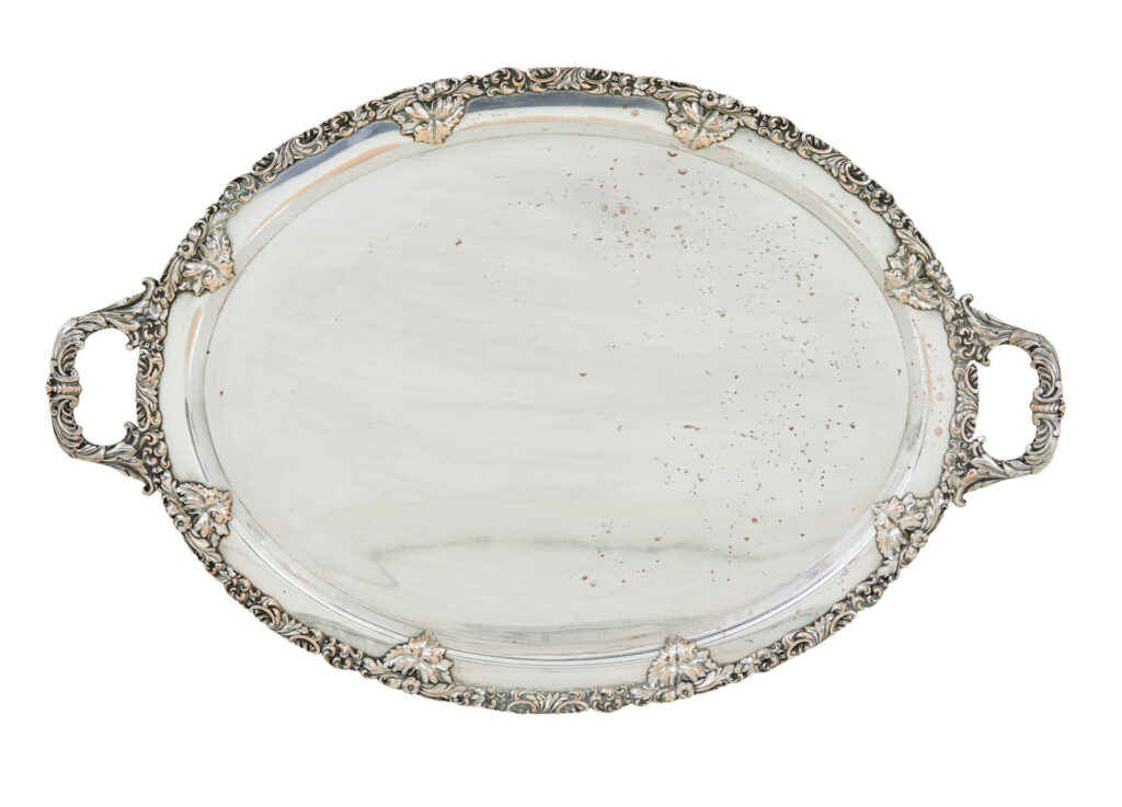 Collection of 3 Silver Plate Ornate Trays — image 7
