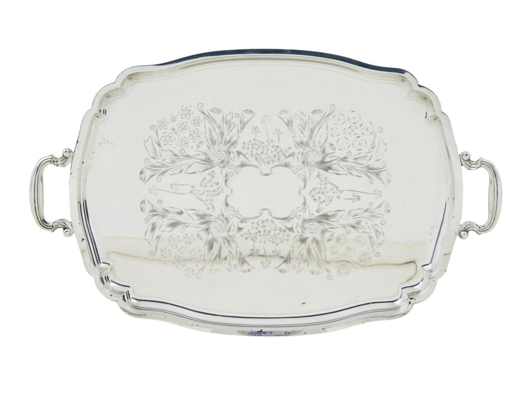 Collection of 3 Silver Plate Ornate Trays — image 5