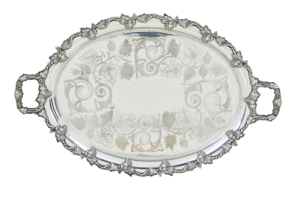 Collection of 3 Silver Plate Ornate Trays — image 3