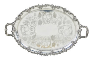 Collection of 3 Silver Plate Ornate Trays — thumbnail 3