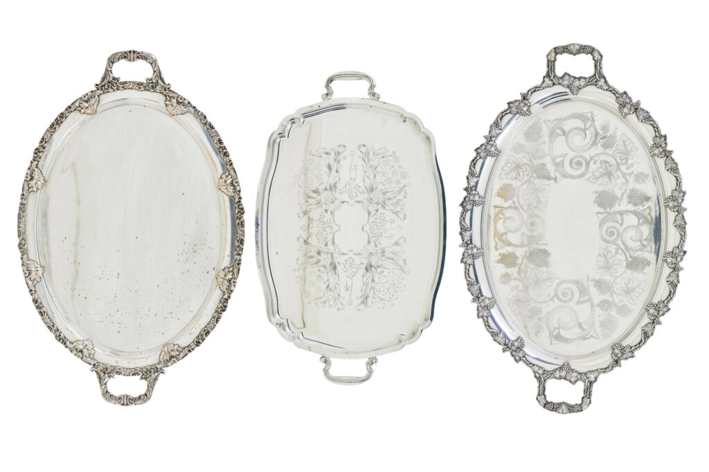 Collection of 3 Silver Plate Ornate Trays