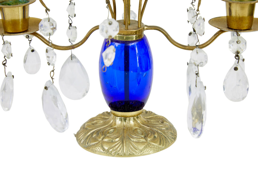 Pair of 1950’s Brass and Cut Glass Decorative Candlesticks — image 4