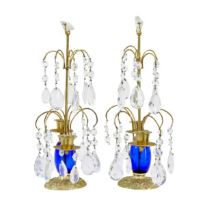 Pair of 1950’s Brass and Cut Glass Decorative Candlesticks — thumbnail 2