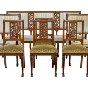 EARLY 20TH CENTURY 7 PIECE CARVED WALNUT EMPIRE REVIVAL SUITE