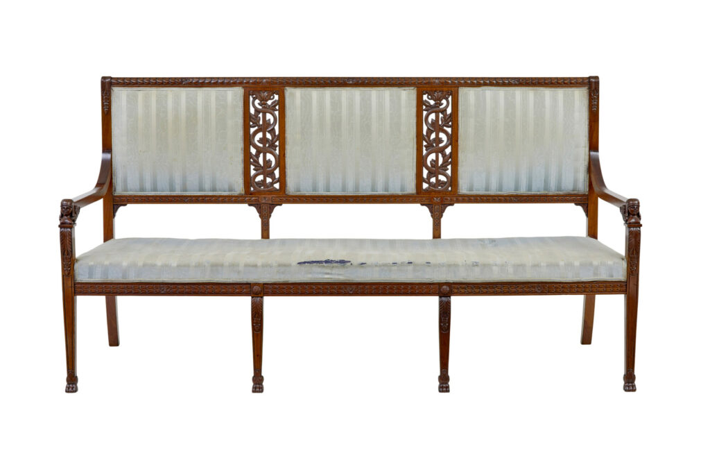 Early 20th Century 7 Piece Carved Walnut Empire Revival Suite — image 13