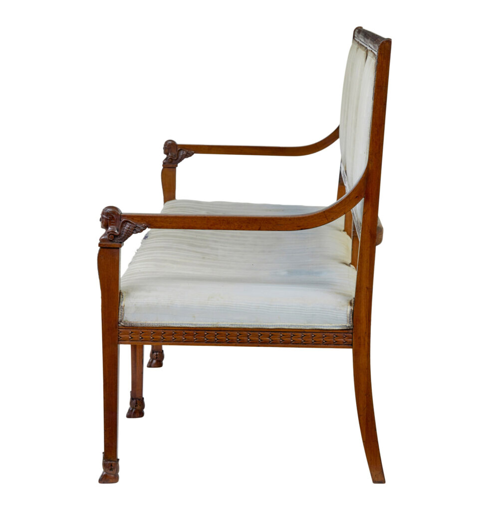 Early 20th Century 7 Piece Carved Walnut Empire Revival Suite — image 12