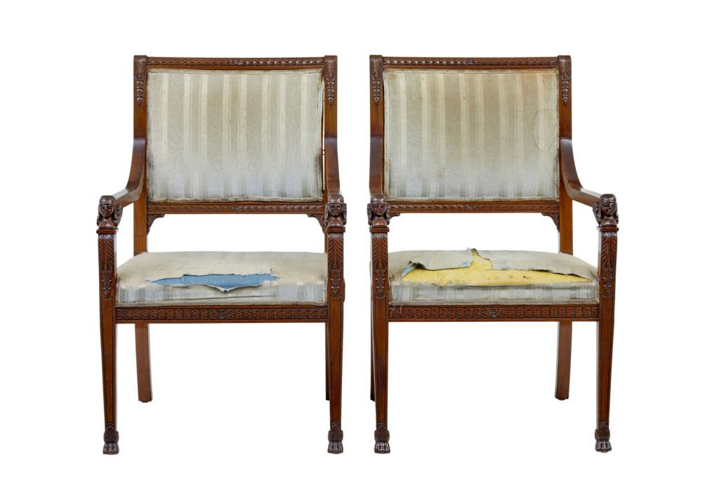 Early 20th Century 7 Piece Carved Walnut Empire Revival Suite — image 10
