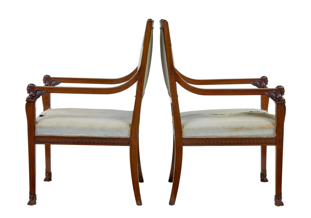 Early 20th Century 7 Piece Carved Walnut Empire Revival Suite — image 9
