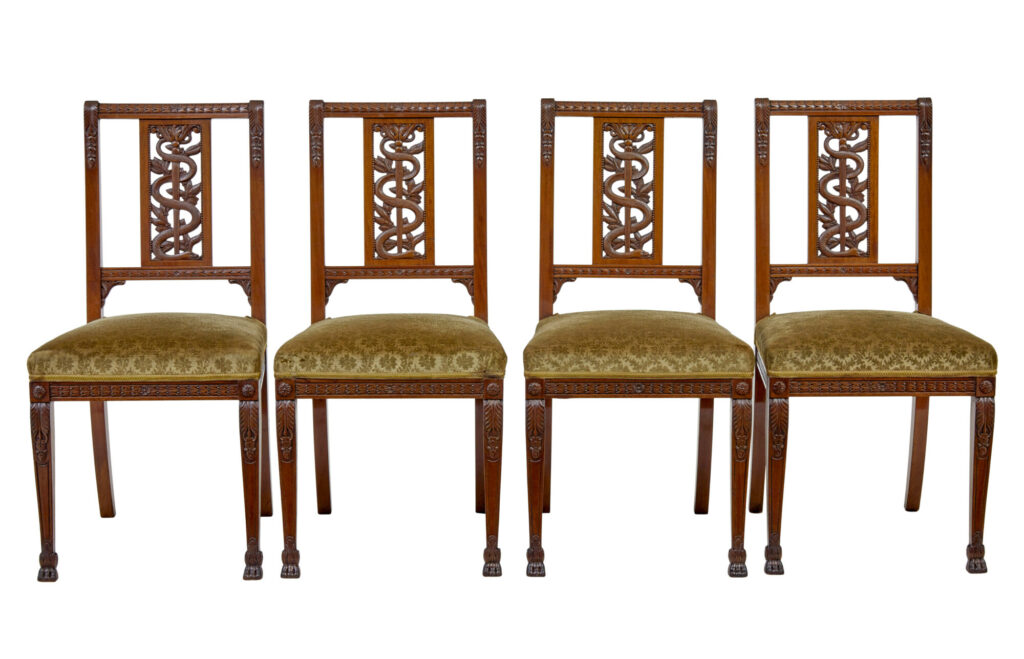 Early 20th Century 7 Piece Carved Walnut Empire Revival Suite — image 5