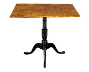 19TH CENTURY SWEDISH ALDER ROOT SQUARE TILT TOP TABLE