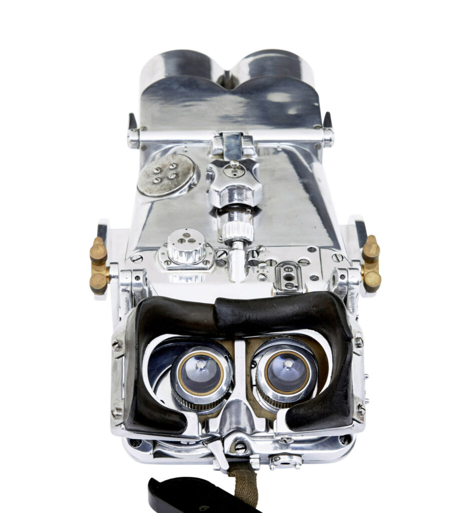 Pair of Ww2 Polished Steel German Rangefinder Flak Binoculars — image 13