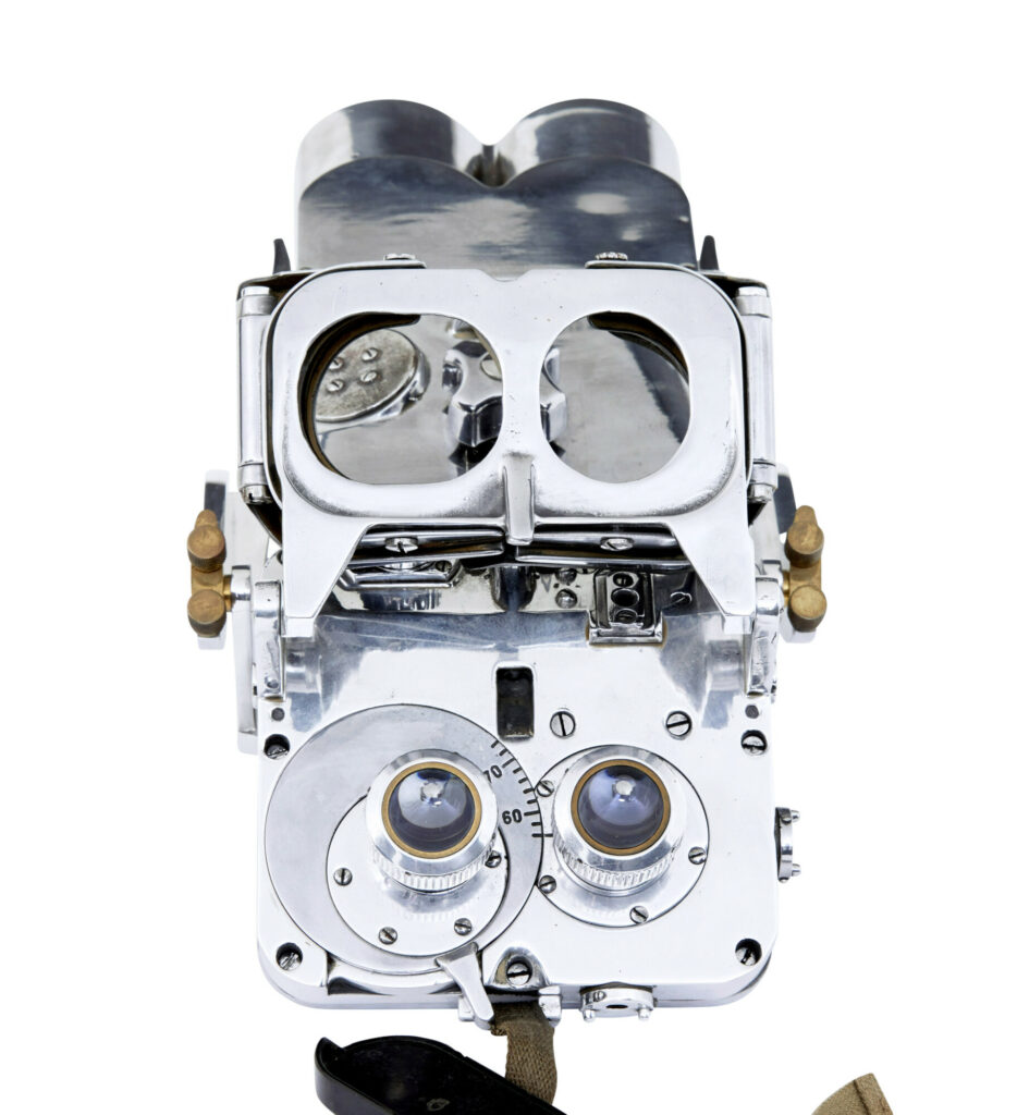 Pair of Ww2 Polished Steel German Rangefinder Flak Binoculars — image 12