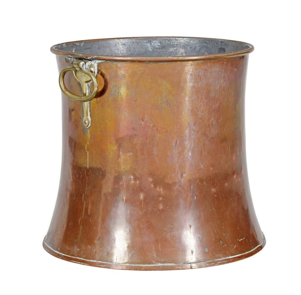 19th Century Shaped Copper and Brass Log Bin — image 5
