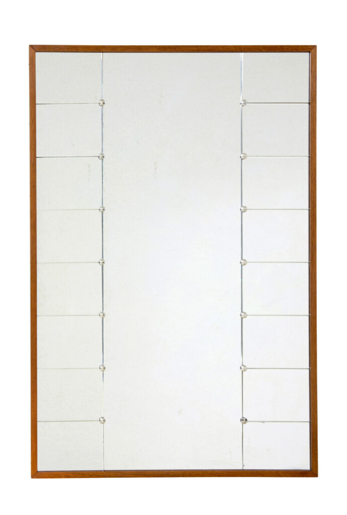 Large Scandinavian Mid Century Oak Framed Mirror