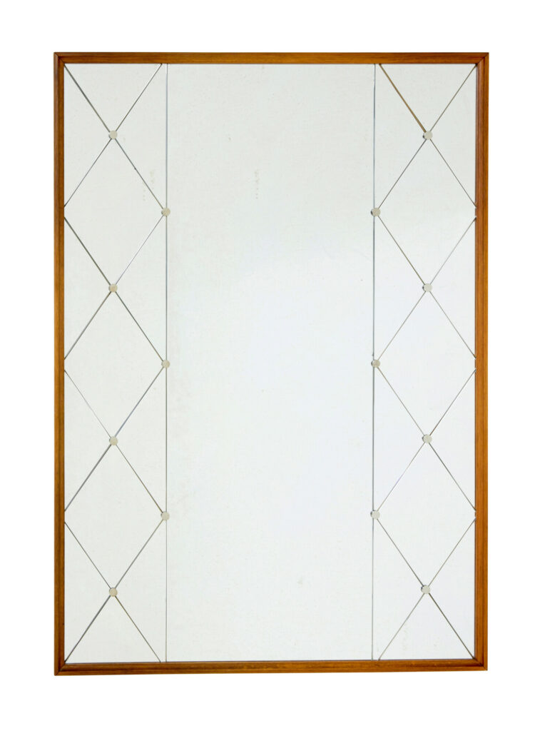 Mid Century Scandinavian Beech Harlequin Wall Mirror