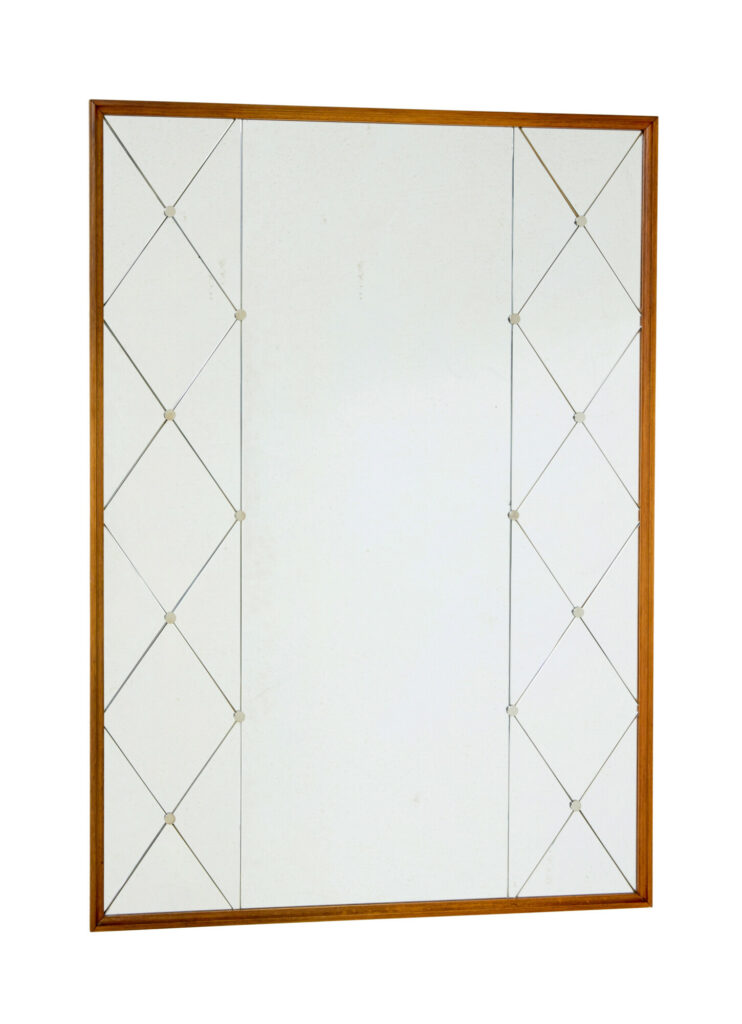 Mid Century Scandinavian Beech Harlequin Wall Mirror — image 4
