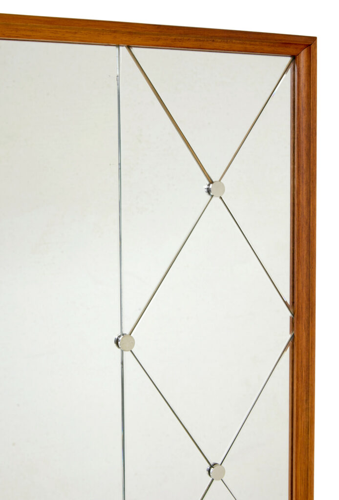 Mid Century Scandinavian Beech Harlequin Wall Mirror — image 2