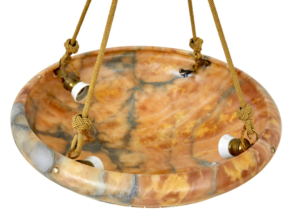 Scandinavian Large Art Deco Alabaster Pendant Light — image 2