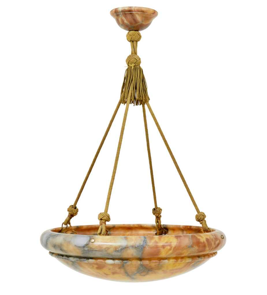 Scandinavian Large Art Deco Alabaster Pendant Light