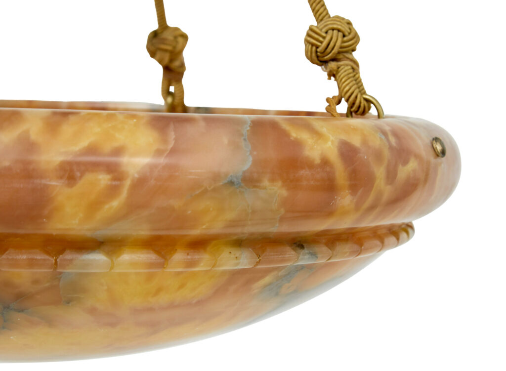 Scandinavian Large Art Deco Alabaster Pendant Light — image 7