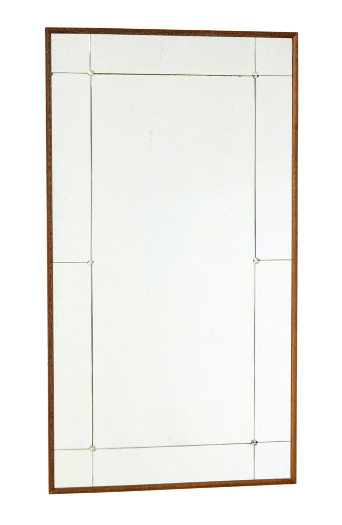 Mid Century Scandinavian Segmented Oak Frame Mirror — image 4