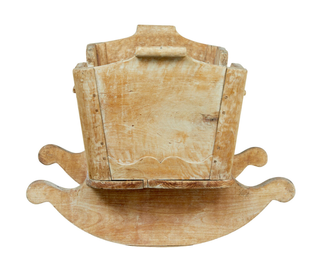 Swedish Mid 19th Century Carved Pine Rocking Cradle — image 8