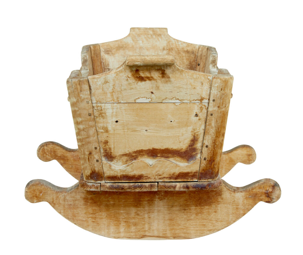 Swedish Mid 19th Century Carved Pine Rocking Cradle — image 6