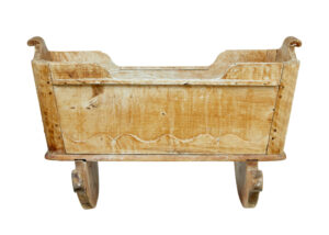 Swedish Mid 19th Century Carved Pine Rocking Cradle — thumbnail 5