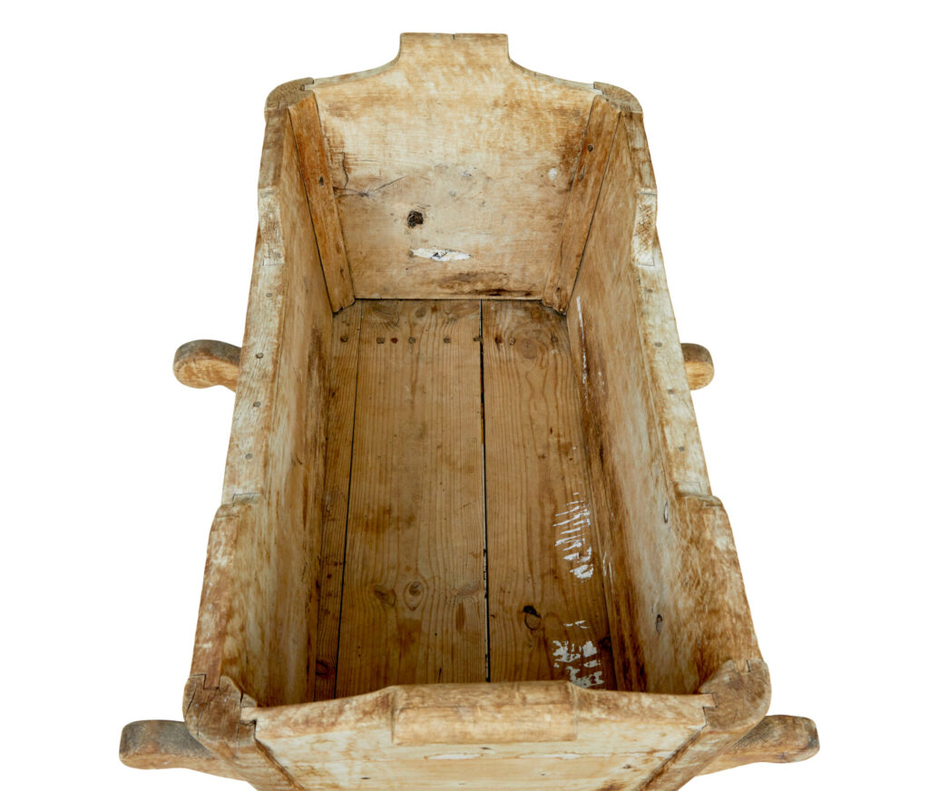 Swedish Mid 19th Century Carved Pine Rocking Cradle — image 4