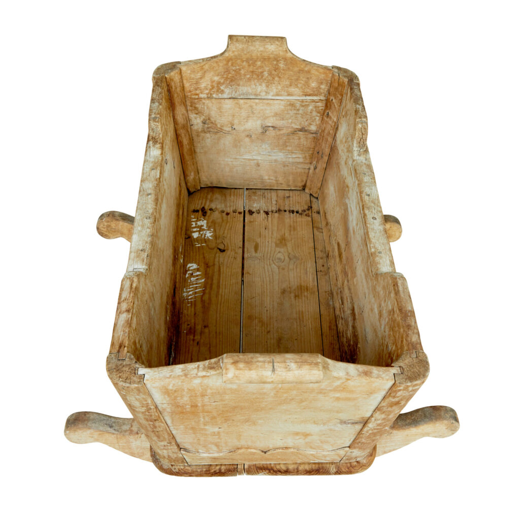 Swedish Mid 19th Century Carved Pine Rocking Cradle — image 3