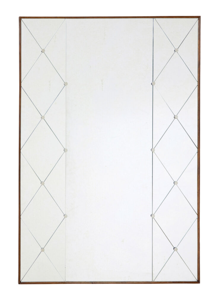 Mid Century Swedish Harlequin Mirror in Oak Frame