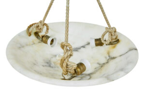 1930's Art Deco Carved Alabaster Ceiling Light — thumbnail 2