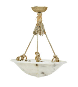 1930's Art Deco Carved Alabaster Ceiling Light — thumbnail 1