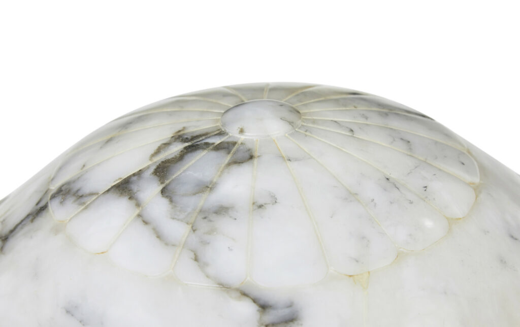 1930's Art Deco Carved Alabaster Ceiling Light — image 3