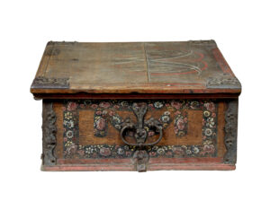 19th Century Swedish Hand Painted Oak Strong Box — thumbnail 4