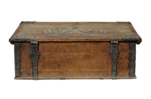 19th Century Swedish Hand Painted Oak Strong Box — thumbnail 3