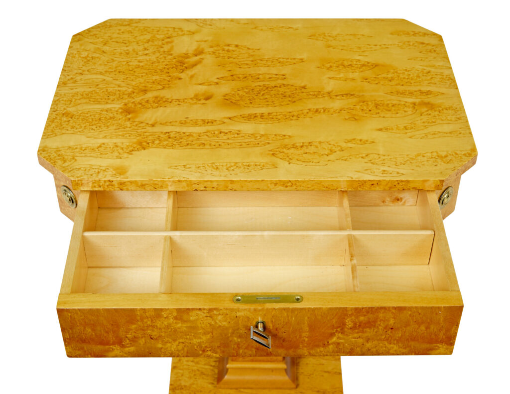 Swedish 1920’s Empire Revival Birch Lyre Form Side Table — image 2