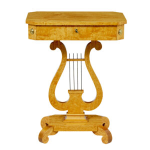 SWEDISH 1920’s EMPIRE REVIVAL BIRCH LYRE FORM SIDE TABLE