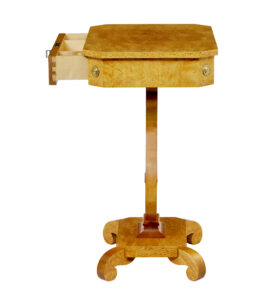 Swedish 1920’s Empire Revival Birch Lyre Form Side Table — thumbnail 8