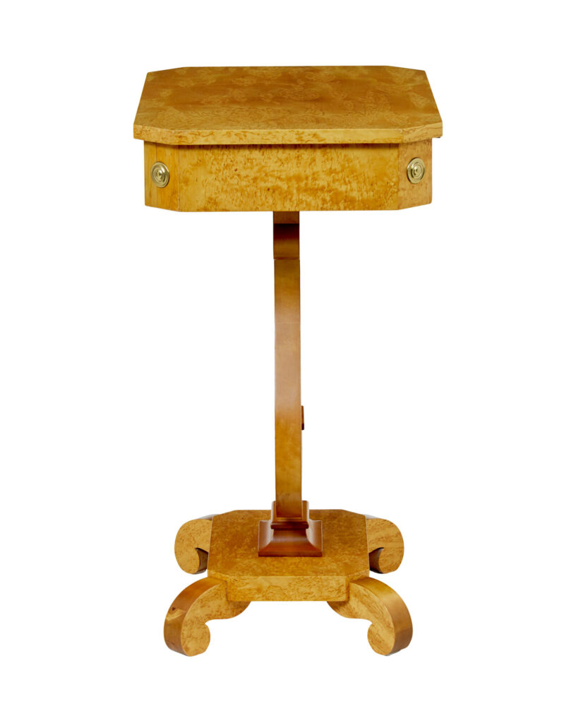Swedish 1920’s Empire Revival Birch Lyre Form Side Table — image 6